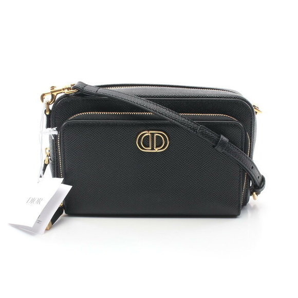 Dior Caro Double Shoulder Bag Leather Black - Picture 1 of 4